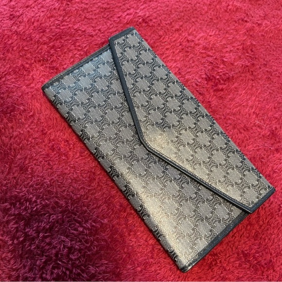 VINTAGE Celine Triomphe Long Wallet / Leather - Picture 1 of 6